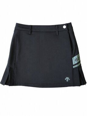 DESCENTE GOLF Japan Womens Black Stretch Twill Cute Pleated Skirt Skorts XS